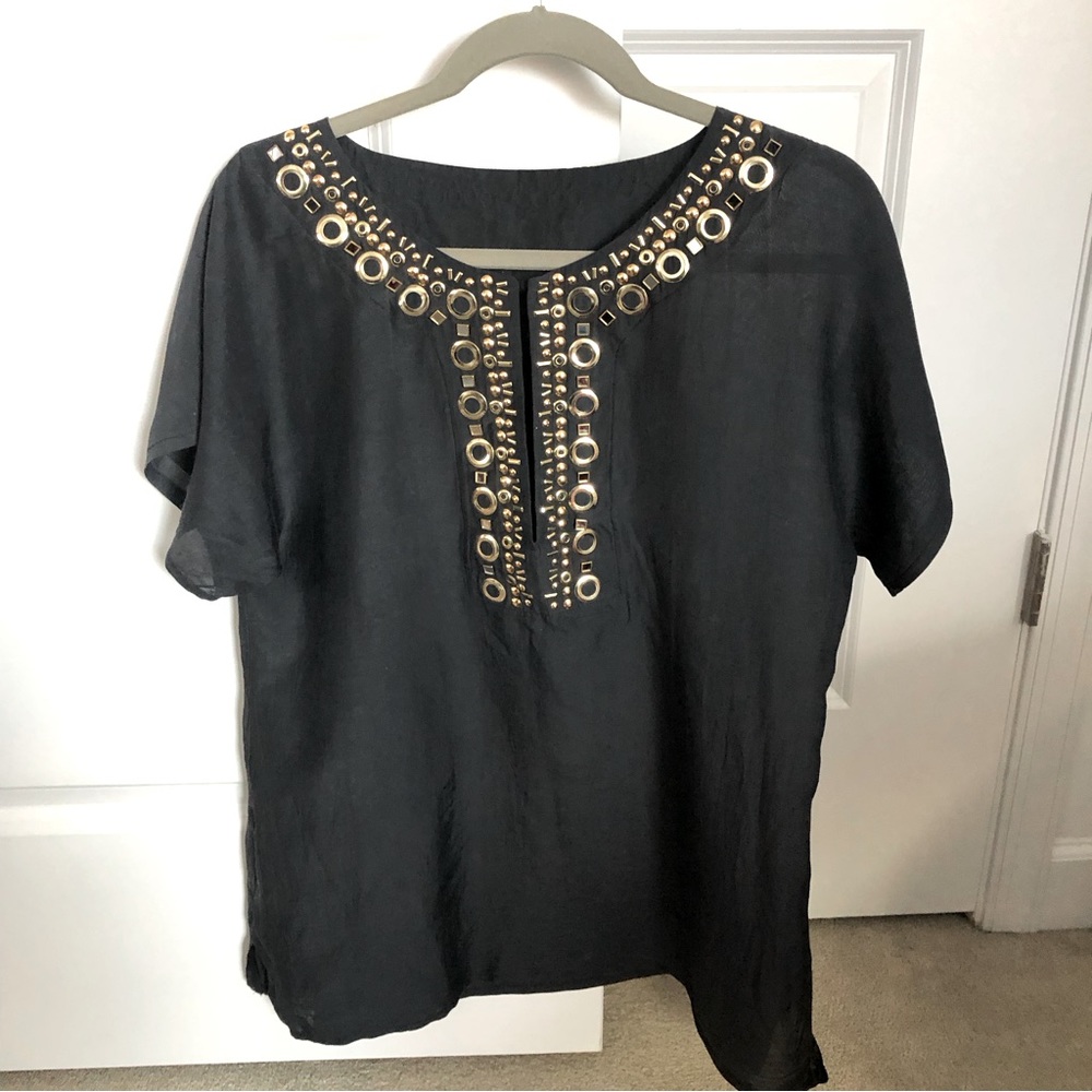 MOSCHINO Cotton/Silk Black Top
